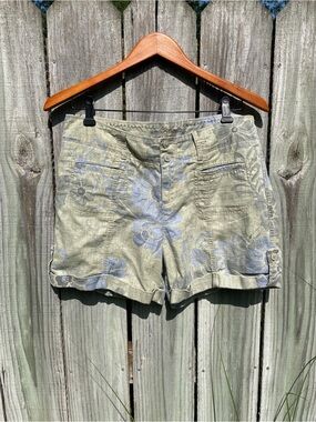 Sonoma Floral Linen-Blend Shorts in Olive and Soft Blue